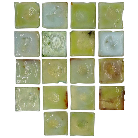 Set of 18 American Tiffany Glass & Decorating Co. Green Glass Square Fireplace Tiles