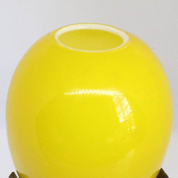 American Tiffany Studios Favrile Glass Lemon Yellow Amphora Vase on Bronze Stand