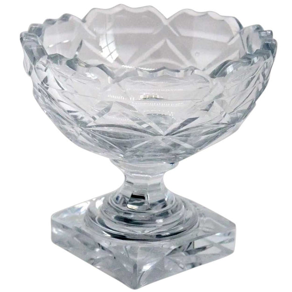 Small English Victorian Cut Glass Pedestal Salt Dish