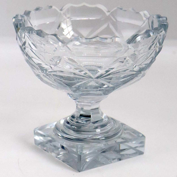 Small English Victorian Cut Glass Pedestal Salt Dish