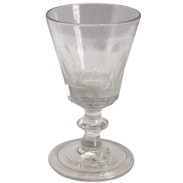 English Georgian Petal Cut Knop Stem Wine Glass