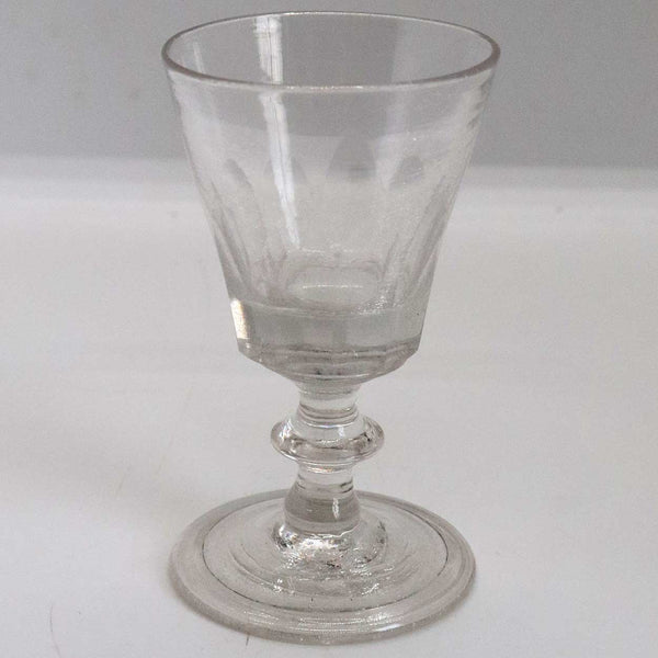 English Georgian Petal Cut Knop Stem Wine Glass