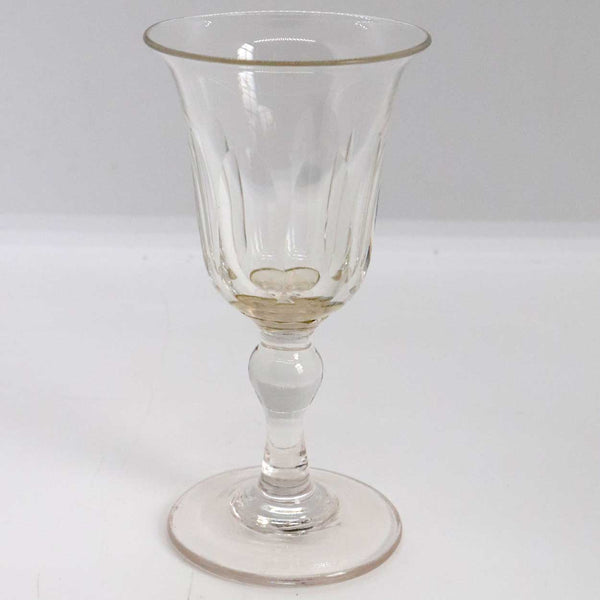 English Georgian Petal Cut Baluster Stem Wine or Gin Drinking Glass Stemware