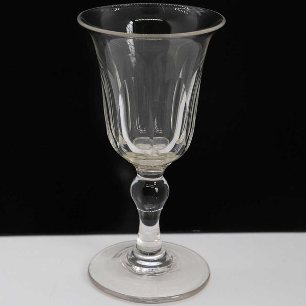 English Georgian Petal Cut Baluster Stem Wine or Gin Drinking Glass Stemware