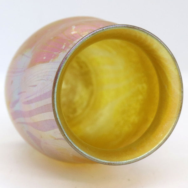 Small American Tiffany Studios Favrile Glass Iridescent Gold Cabinet Vase