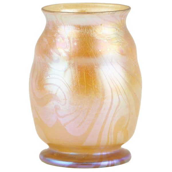 Small American Tiffany Studios Favrile Glass Iridescent Gold Cabinet Vase