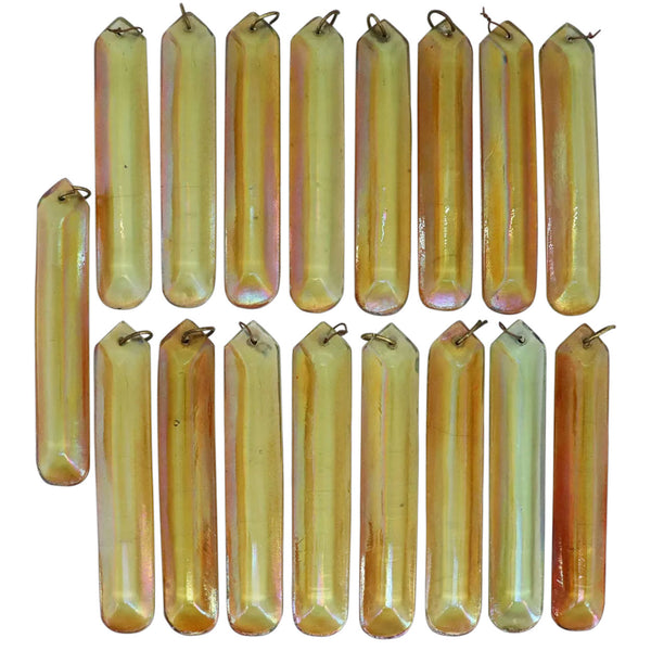 Set of 17 American Tiffany Studios Gold Favrile Glass Lighting Prisms