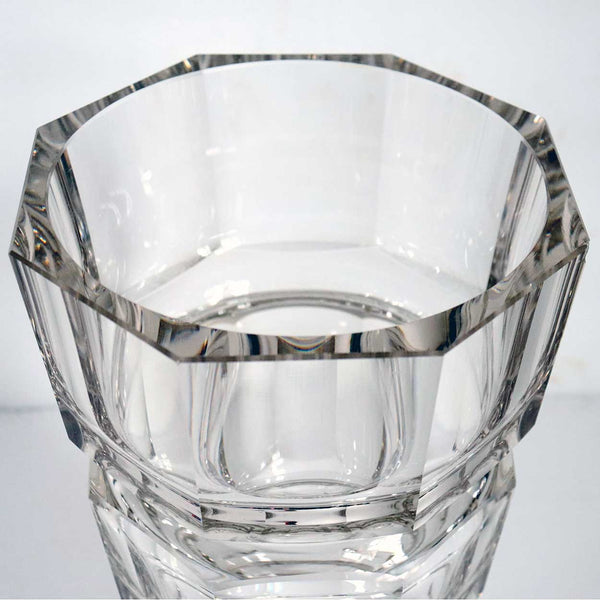 Large Bohemian Josef Hoffmann for Moser Art Deco Faceted Clear Glass Vase