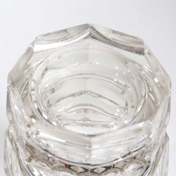 Large Bohemian Josef Hoffmann for Moser Art Deco Faceted Clear Glass Vase