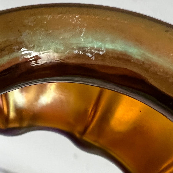 American Steuben Aurene Glass Iridescent Gold Optic Rib Lamp Shade