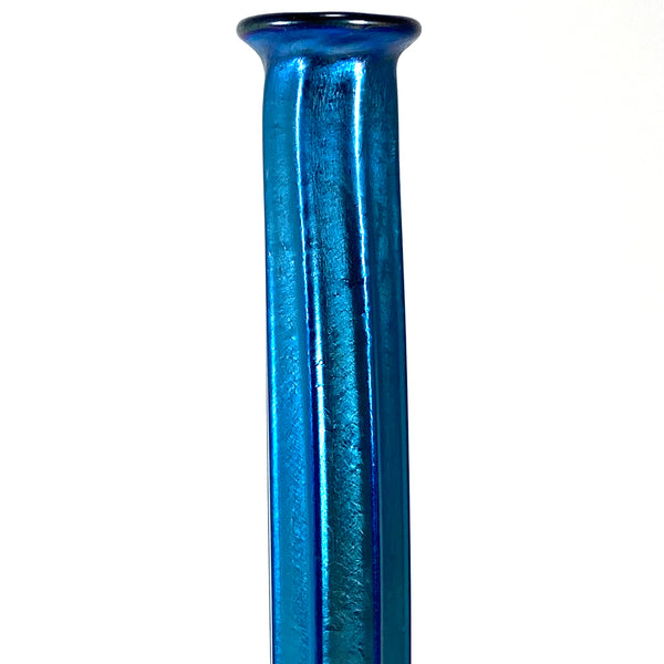 Reproduction Tiffany Studios Blue Glass and Patinated Bronze Stick Vase