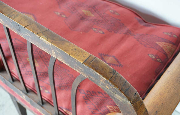 Austrian Biedermeier Pearwood Veneer Upholstered Bench