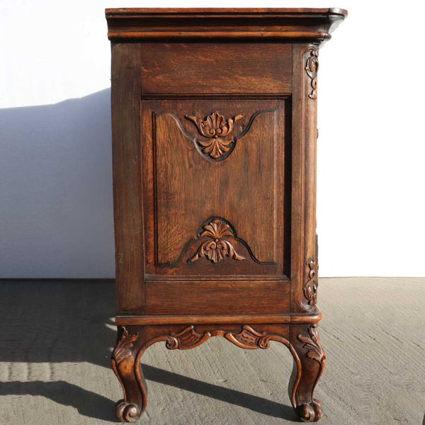 French Provincial Regence Style Carved Oak Chest of Drawers (Commode Arbalete)