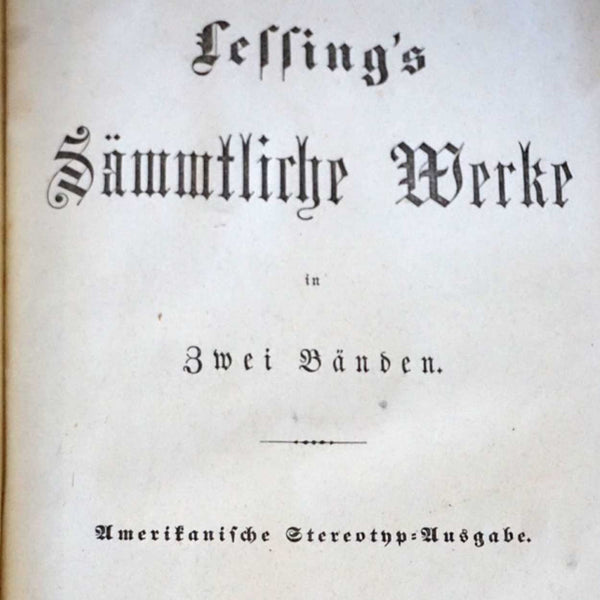 Two Volume German Books: Sammtliche Werke by Gotthold Ephraim Lessing