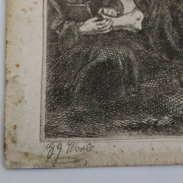 FERDINAND BOL Etching on Paper, Die Nagelschneiderin after Rembrandt