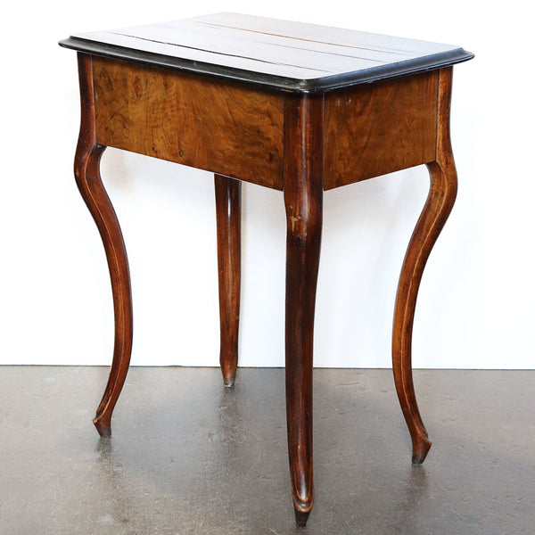 German Baroque Style Burled Walnut Veneer Sewing Table / Side Table