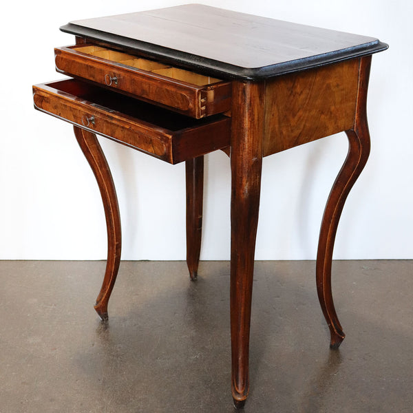 German Baroque Style Burled Walnut Veneer Sewing Table / Side Table