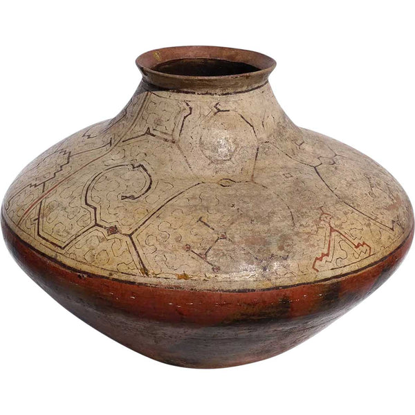 Large Peruvian Shipibo Ceramic Polychrome Geometric Pattern Pot (Chomo)