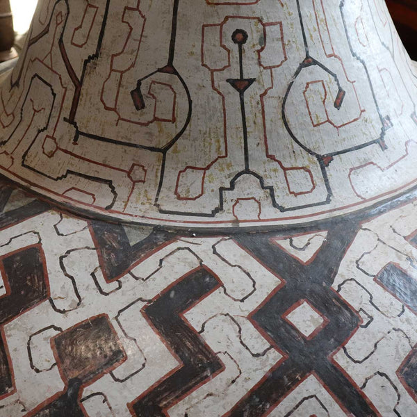 Very Large Vintage Peruvian Shipibo Polychrome Geometric Ceramic Pot (Chomo)