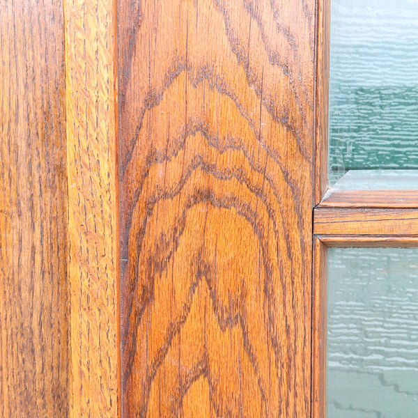American Craftsman Beveled Glass and Oak Veneer Double French Door