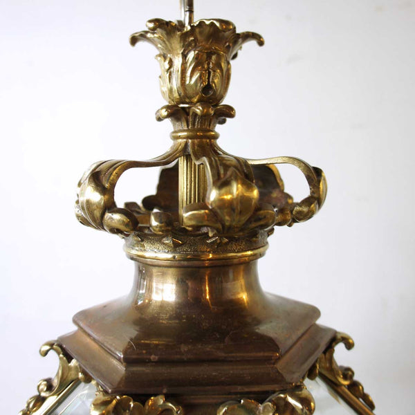 French Louis XIV Style Beveled Glass and Gilt Bronze Four-Light Versailles Lantern