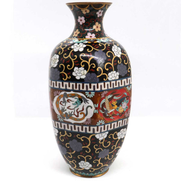 Pair of Japanese Meiji Cloisonne Enamel Hexagonal Baluster Vases