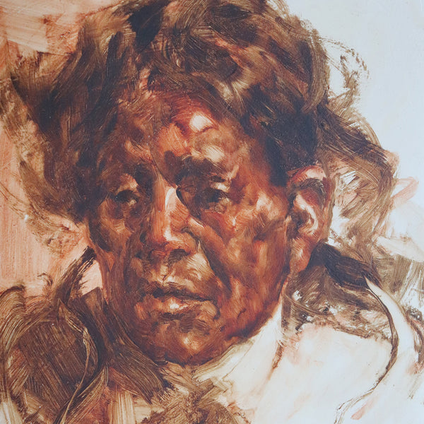 RAMON KELLEY Oil on Panel Painting, Portrait of a Native American Man