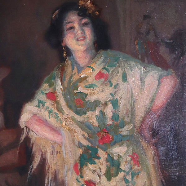 GALINDEZ Oil Painting on Canvas, Portrait of a Spanish Lady