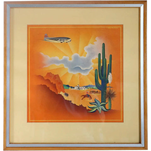 Vintage GENE WALTHER TWA Airline Travel Poster, Southwest Desert