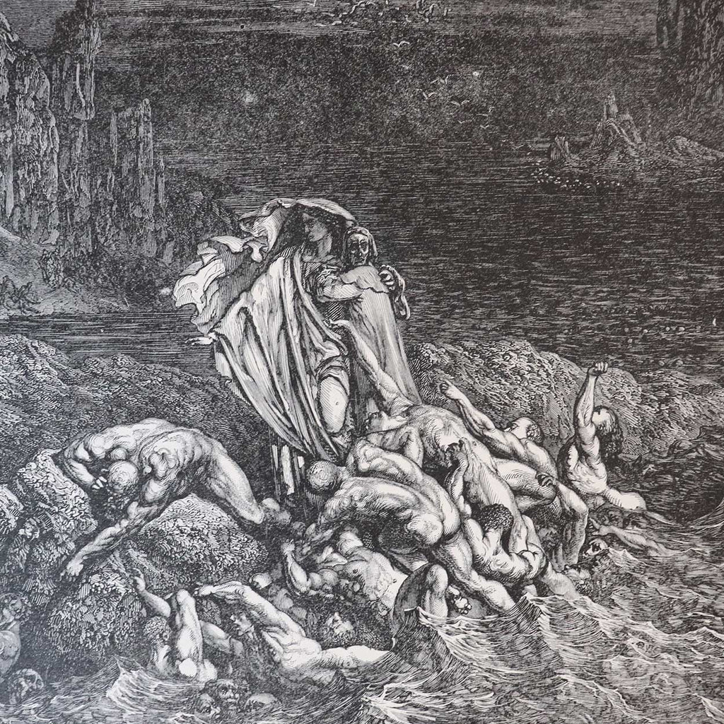 Dante: Inferno. /N'My Teacher Sage; Aware, Thrusting Him Back: Away! Down  There; To The Other Dogs.' Wood Engraving, 1861, After Gustave Dore.
