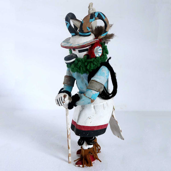 Native American Hopi Painted Wood and Mixed Media Pong / Ram Kachina Doll