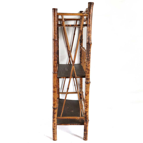 Small English Aesthetic Movement Bamboo and Pine Open Shelf / Etagere