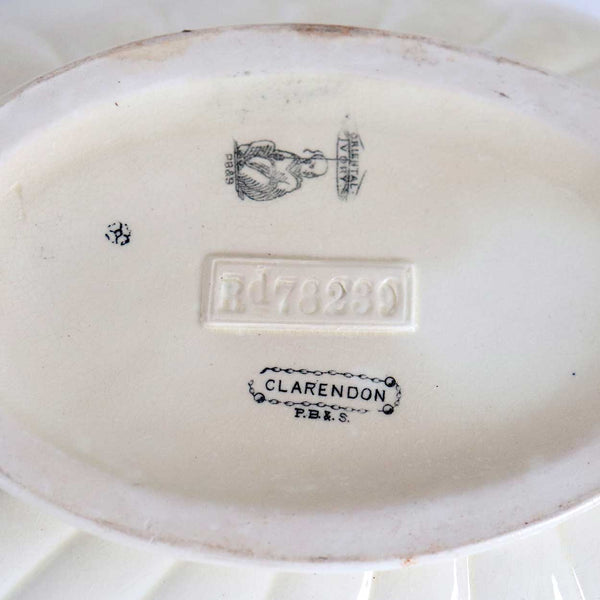 English Powell, Bishop & Stonier Transferware Pottery Clarendon Tureen and Ladle