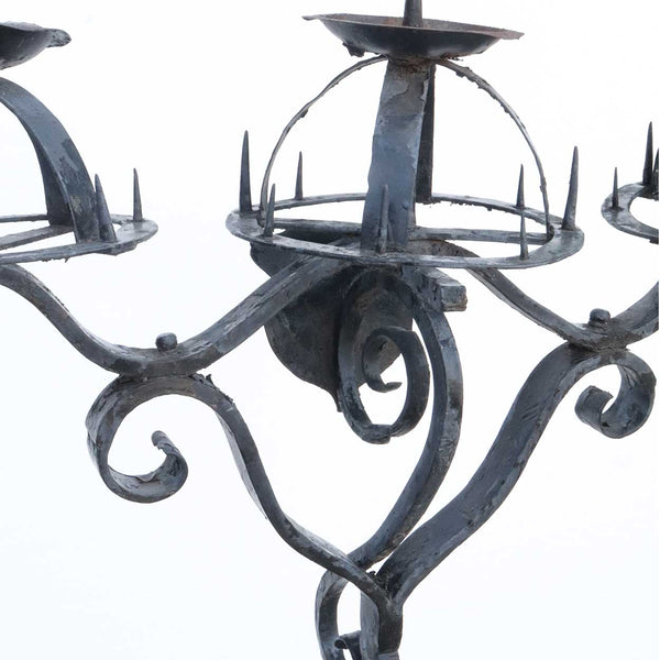 American Medieval Style Wrought Iron Three-Light Floor Candlestand