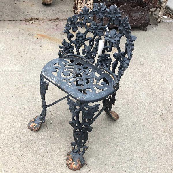 American Atlanta Stove Works Black Painted Cast Iron Grapevine Garden Side Chair