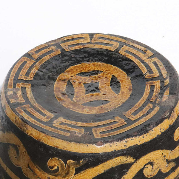 Vintage Chinese Glazed Pottery Drum Dragon Garden Stool