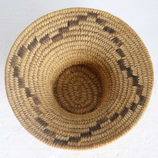 Vintage Native American Pima / Papago Round Coiled Flared and Footed Basket
