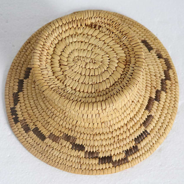 Vintage Native American Pima / Papago Round Coiled Flared and Footed Basket