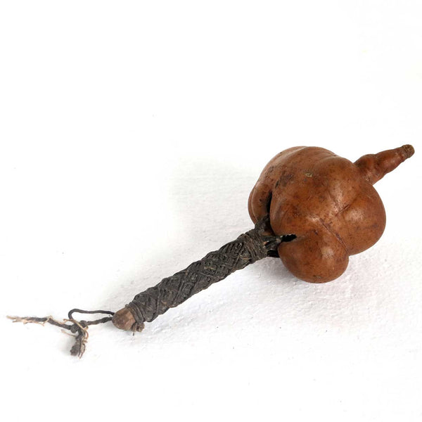 Vintage Panamanian Gourd and Cord Braided Wood Handle Rattle (Nasis)