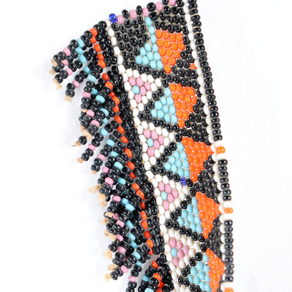 Vintage Very Long Native American Style Seed Beaded Choker Fringe Bib Necklace