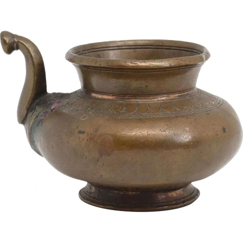 Small Indian Mughal Patinated Bronze Ceremonial Lota Water Pitcher