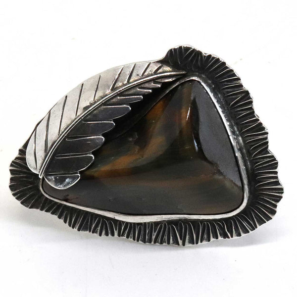Large Vintage Native American Navajo Signed Sterling Silver and Tiger Eye Ring