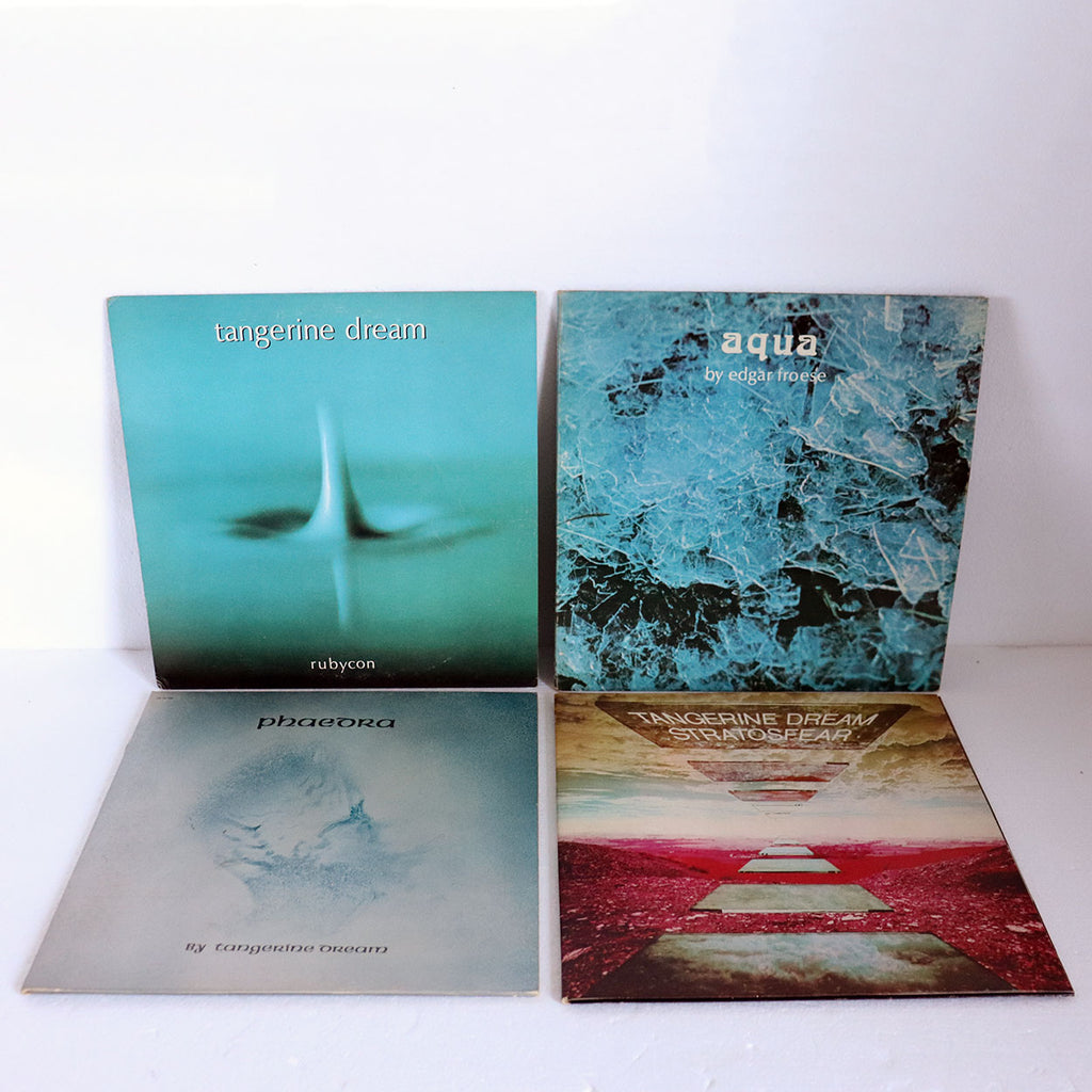 Four Vintage TANGERINE DREAM Albums, Rubycon, Aqua, Phaedra, Stratosfear