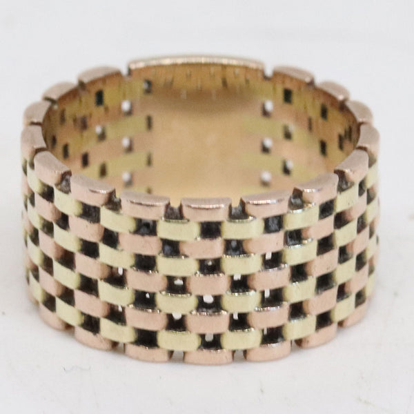 Vintage Rose and Yellow Gold Basket Weave Band Ring