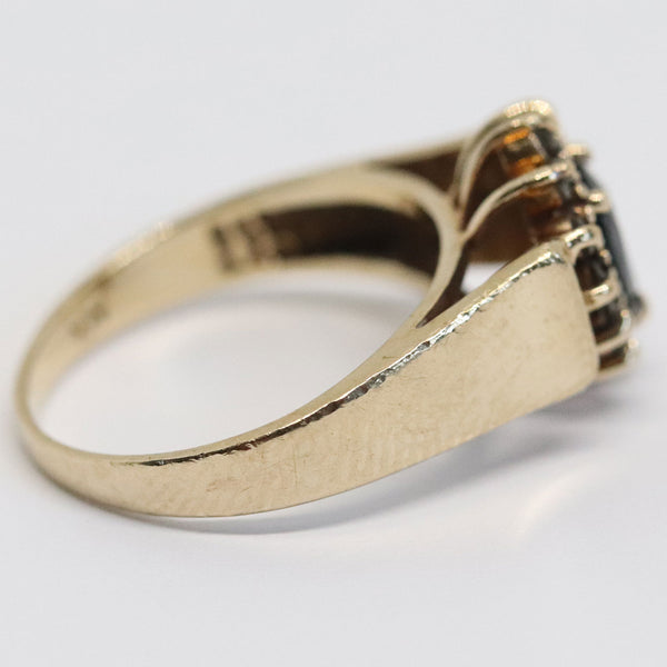 Vintage 14 Karat Yellow Gold, Diamond and Pear Shape Sapphire Lady's Ring
