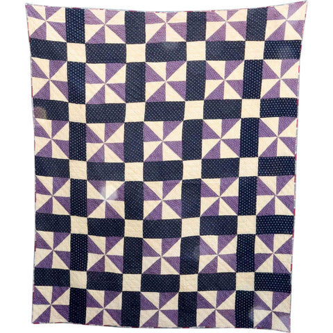 American Folk Art Handmade Purple Patchwork Quilt