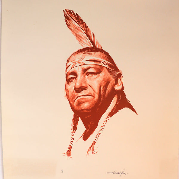 FRANK V. SZASZ Print on Paper, Portrait of a Native American Indian Chief A/P