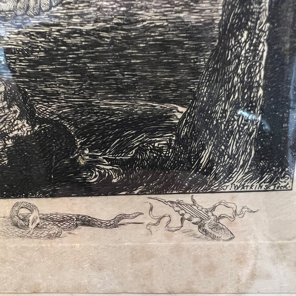 After GEORGE FREDERIC WATTS Engraving on Paper, Orpheus and Eurydice