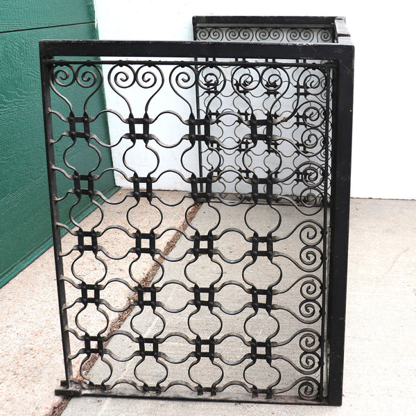 Three-Part American Winslow Bros Painted Wrought Iron Panel as Fireplace Screen