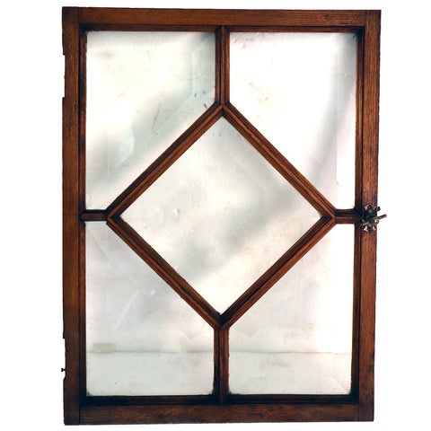 English Victorian Beveled Glass Oak Cabinet Door